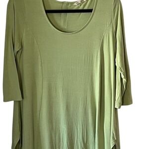 Soft Surroundings Women's 3/4 Sleeve Green Blouse Size M Y2K Tunic Top
